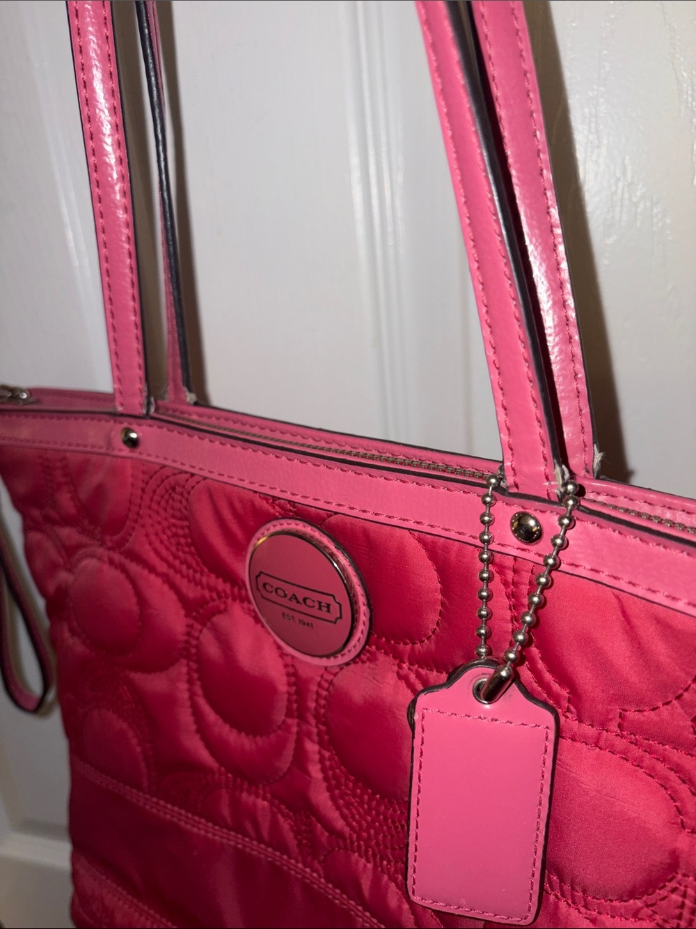 Coach Y2K Fuchsia Quilted Nylon Monogram Tote Bag - Picture 13 of 15